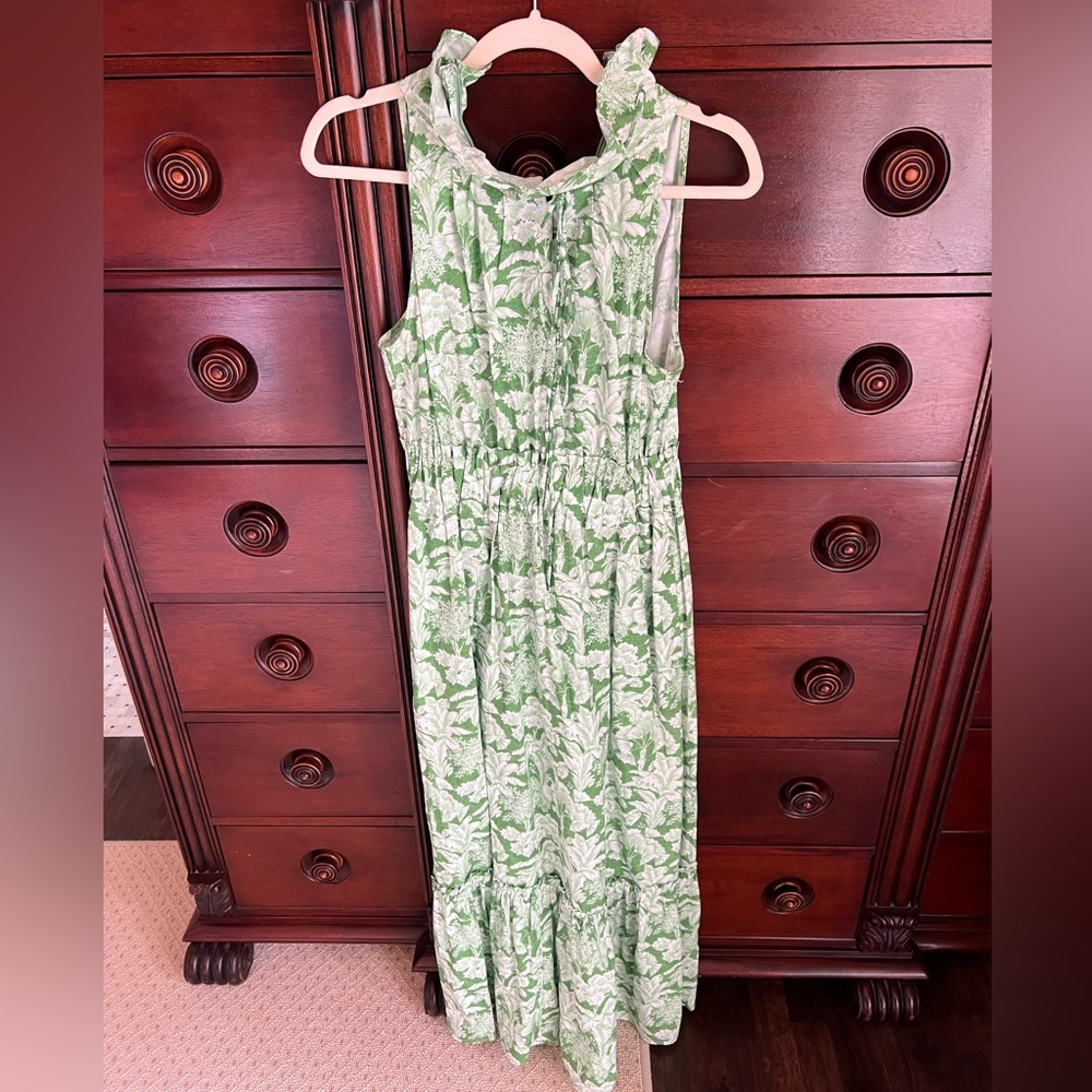 Green Floral Sleeveless Dress